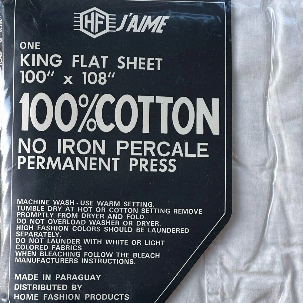 King Flat Sheet White Eyelet Lace 100% Cotton No Iron Percale 100 X 108 Vintage